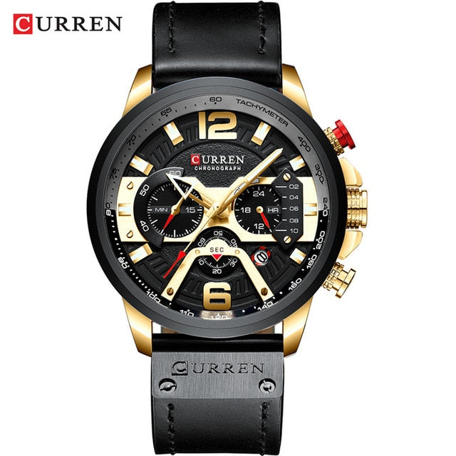 CURREN Watch Mens Watches Top Brand Luxury Men Casual Leather Waterproof Chronograph Men Sport Quartz Clock Relogio Masculino