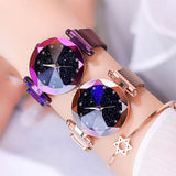 Luxury ladies watch magnet stainless steel mesh with starry fashion diamond female luminous shining quartz watch relogio feminin