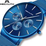 MEGALITH Mens Watches Top Brand Luxury Waterproof Wrist Watch Ultra Thin Date Quartz Watch For Men Sports Clock Erkek Kol Saati