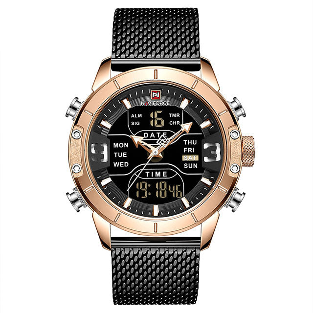 2019 NAVIFORCE Analog Digital Watches Men Luxury Brand Stainless Steel Sports Men's Watches Digital Waterproof Man Watch Sport