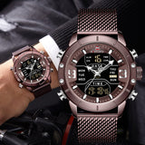 NAVIFORCE Analog Digital Watches Men Luxury Brand Stainless Steel Sports Men's Watches Digital Waterproof Man Watch 2019 Sport