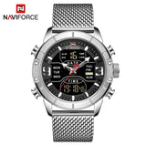 NAVIFORCE Analog Digital Watches Men Luxury Brand Stainless Steel Sports Men's Watches Digital Waterproof Man Watch 2019 Sport