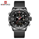 NAVIFORCE Analog Digital Watches Men Luxury Brand Stainless Steel Sports Men's Watches Digital Waterproof Man Watch 2019 Sport