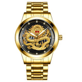 Fashion Men Watch Golden Mens Watches Top Brand Luxury Waterproof Full Steel Quartz Dragon Clock Male 2019 Relogio Masculino