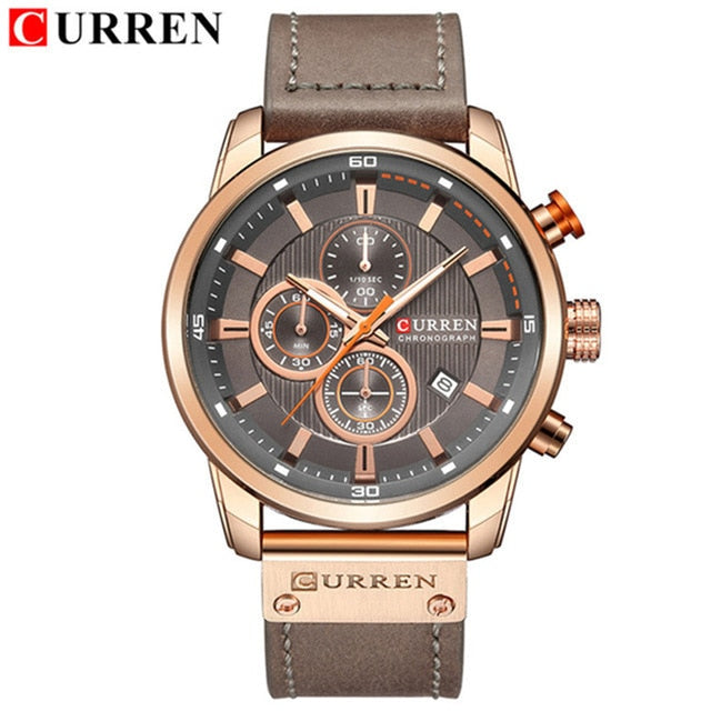 CURREN Luxury Brand Men Military Sport Watches Men's Quartz Clock Leather Strap Waterproof Date Wristwatch Reloj Hombre