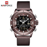 NAVIFORCE New Top Luxury Brand Stainless Steel Sports Men Watch Army Military Dual Display Waterproof Watches relogio masculino