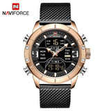 NAVIFORCE New Top Luxury Brand Stainless Steel Sports Men Watch Army Military Dual Display Waterproof Watches relogio masculino