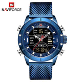 NAVIFORCE New Top Luxury Brand Stainless Steel Sports Men Watch Army Military Dual Display Waterproof Watches relogio masculino