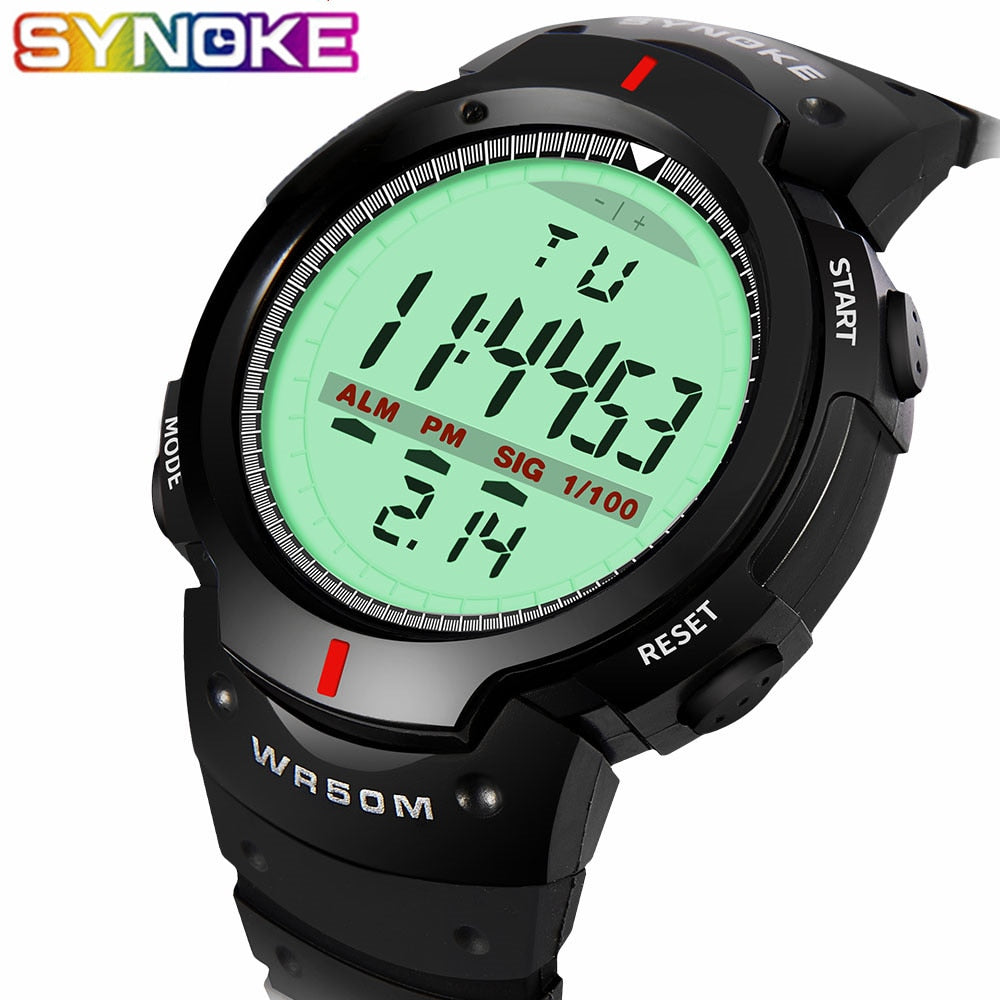 SYNOKE Watches Men 30M Waterproof Electronic LED Digital Watch Men Outdoor Mens Sports Wrist Watches Stopwatch Relojes Hombre