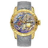 MEGALITH Fashion Gold Dragon Sculpture Watch Men Quartz Watch Waterproof Big Dial Sport Watches Men Watch Top Luxury Brand Clock